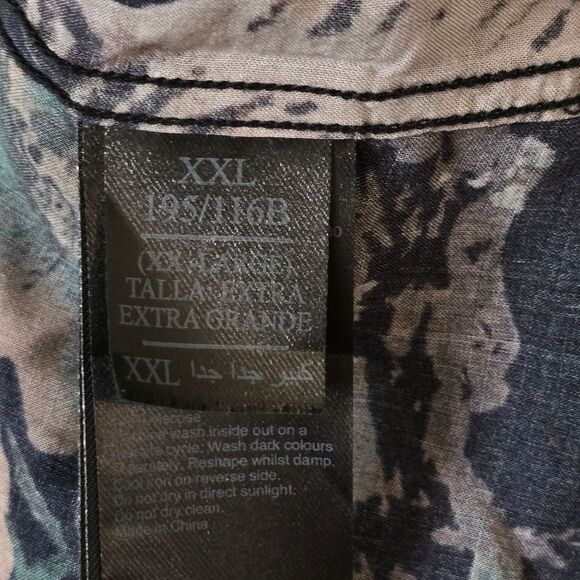 ALL SAINTS Men's Navy Tiger Print Button-Up Shirt Long Sleeve Size XXL - Picture 6 of 11